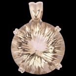 A modern silver and laser-cut quartz pendant, diameter 23mm, 12.5g Very good condition