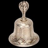 A 19th century Russian silver hand bell, Moscow/St Petersburg 1859, with engraved geometric