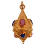 An 18ct gold glass prism pendant, height 36mm, 7.9g No damage or repair, all stones present, mark