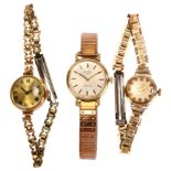 3 lady's wristwatches, comprising 2 x 9ct gold Avia, and 1 gold plated Rotary (3) Lot sold as seen