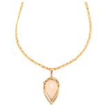 A 14ct gold opal and diamond pear-drop pendant necklace, on 22ct fancy link chain, set with pear