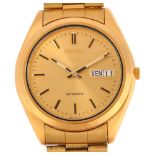SEIKO 5 - a gold plated stainless steel automatic calendar bracelet watch, ref. 7S26-0440, champagne