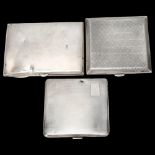 3 various silver cigarette cases, 10.53oz gross Various dents and light rubbing