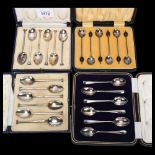 4 cased sets of silver teaspoons
