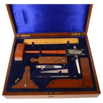 A cased set of working tools, reportedly from a Masonic Lodge circa 1929, case width 42cm