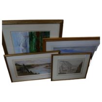 4 various watercolours, to include Bernard Walter Evans, landscape in North Wales, T W Howard,