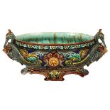 A Victorian Rorstrand Majolica Heron table centre bowl, impressed "Arabia" for the newly established