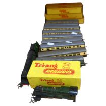 TRI-ANG TT GAUGE - a quantity of boxed and unboxed locomotives, tenders and associated coaches,