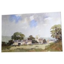 Frank Parker, pair of watercolours, church views, 49cm x 64cm overall, framed
