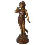 A patinated brass figurine, H34cm Good overall condition, just having some light surface wear mainly