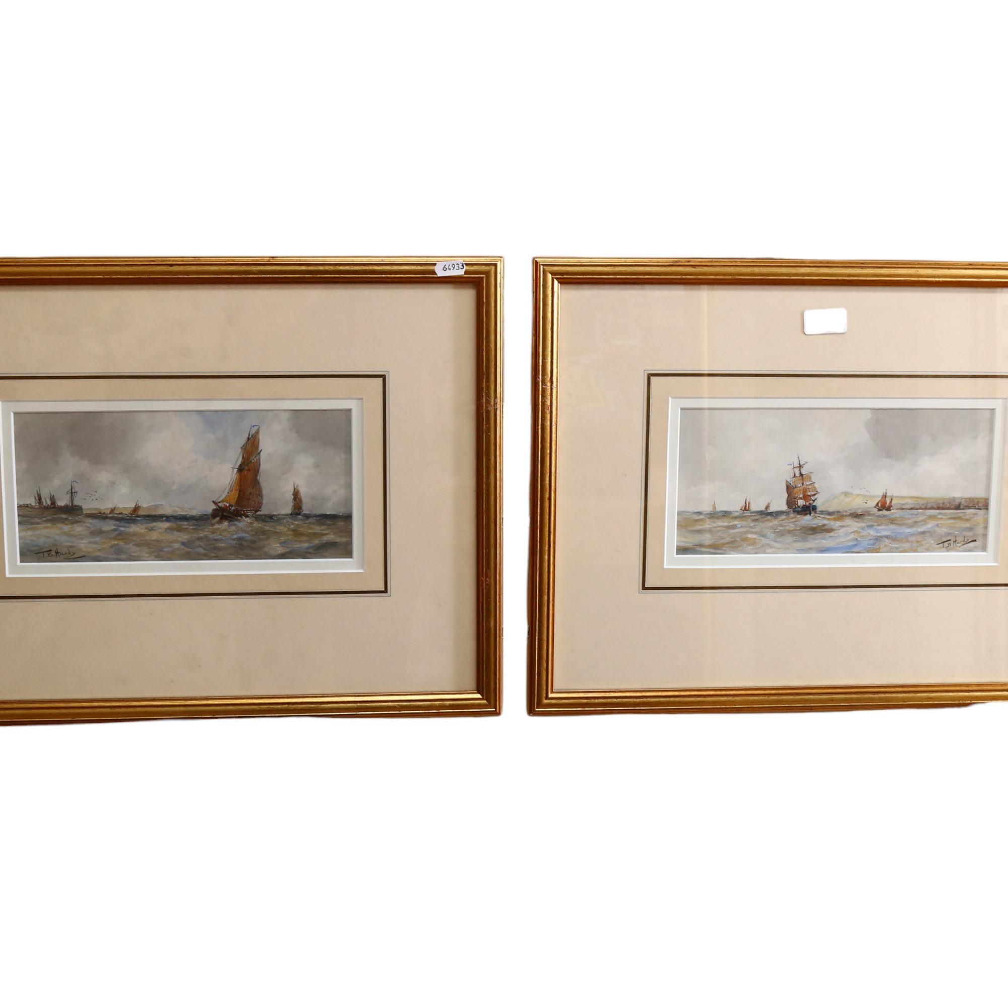 Thomas Bush Hardy (1842 - 1897), pair of watercolours, shipping off the coast in rough seas, image