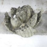 A weathered concrete lotus flower water feature. 40x30cm.