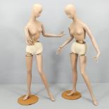 Two similar vintage Belgian shop display mannequins. Height (tallest) 178cm approx.