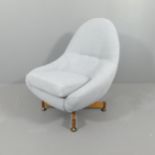 GREAVES AND THOMAS - A mid-century Egg swivel lounge chair, recently re-upholstered. Overall