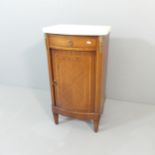 A French kingwood and marble-topped pot cupboard, with ormolu mounts, single drawer and cupboard