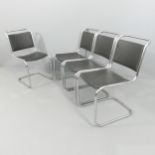 A set of four 1930s modernist tubular steel SP2 cantilever chairs by PEL, with maker's brass labels.