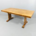 A 1920s Swedish Grace Art Deco dining table in flame birch with Neoclassical marquetry inlay, in the