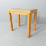 A Art Deco burr maple stool. 48x47x33cm.