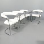 A set of four mid-century modernist Anton Lorenz SS 33 style cantilever armchairs in tubular steel