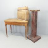 A Victorian mahogany fold-over tea table with single drawer, 91x70x45, A fishing tackle box, and a