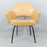 EERO SAARINEN - A Knoll Executive armchair in tan leather with impressed Saarinen signature to