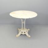 A 19th century French circular garden table on cast iron base. 80x70cm.