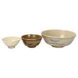 3 St Ives/Leach studio pottery bowls, 2 stoeware "Z" bowls and one other porcelain bowl, all with St