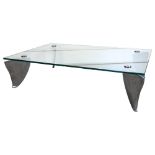 Matthew Hilton for SCP a Flipper coffee table, glass and aluminium, with SCP marks to the glass,