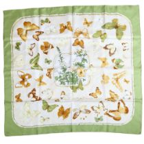 Cathy Latham for Hermes, France, silk scarf, "Farandole (Butterflies)" originally designed 1985,