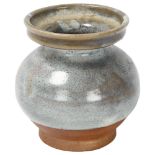 Shoji Hamada (1894-1978) for St Ives/Leach Pottery, a stoneware vase with ash and Jun glaze, with St