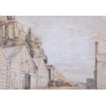 Hastings net huts, 19th century watercolour, signed with monogram RC, dated '62, 25cm x 35cm, framed