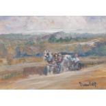 Ronald Ossory Dunlop, the last farm horses, oil on board, signed, 18cm x 26cm, framed A couple of