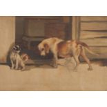 Late 19th/early 20th century oil on canvas, sketch, group study of dogs and puppies, unsigned,
