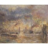 John Wiltshire, Thames scene near Tower Bridge, oil on canvas, signed, 46cm x 56cm, unframed Good