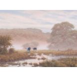 David Morgan (born 1947), cattle in landscape, oil on canvas, signed, 44cm x 61cm, framed Very