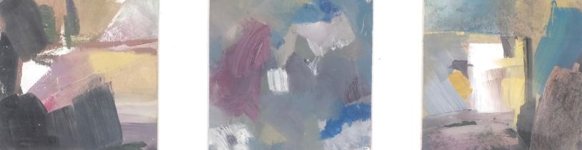 A set of 3 x 20th century abstract landscapes, oils on board, inscribed verso and dated 2009,