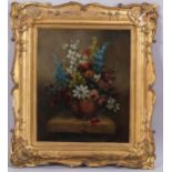 Dutch style floral still life, 19th century oil on panel, indistinctly signed, 30cm x 25cm, framed