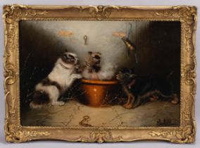Edward Armfield, 3 Terriers around a cauldron, oil on canvas, signed, 51cm x 76cm, framed Several