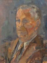 Mid-20th century portrait of a man, oil on board, indistinctly signed, 47cm x 36cm, framed Good