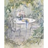 Diana Scott, the garden room, watercolour, signed, 28cm x 23cm, framed Good condition