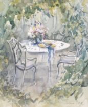 Diana Scott, the garden room, watercolour, signed, 28cm x 23cm, framed Good condition