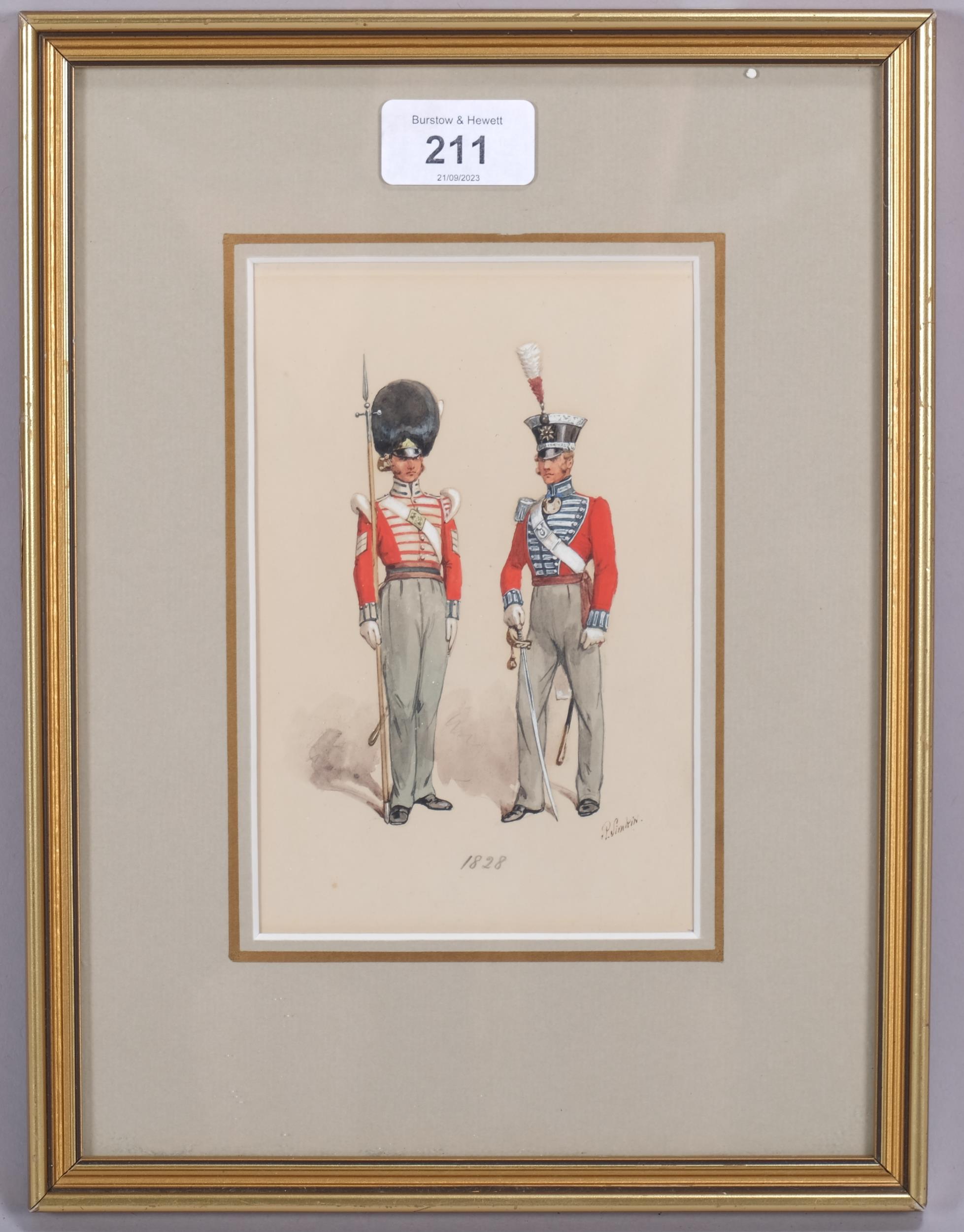 Richard Simpkin (1840 - 1926), study of British military uniform 1828, watercolour/gouache, - Image 2 of 4