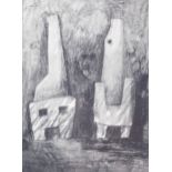 Henry Moore (1898-1986), collotype on paper, Design for a Sculpture, 20.4cm x 14.5cm, mounted,