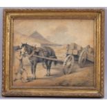 18th century English School, the timber wagon, watercolour, unsigned, 23cm x 28cm, framed General