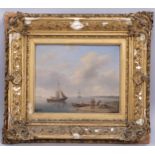 Hermanus Koekkoek (1815 - 1882), shipping off the Dutch coast, oil on wood panel, indistinctly