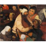 After Pieter Bruegel, La Danse Des Paysans, oil on board, 1985, 49cm x 61cm, unframed Good condition