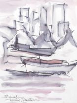 Paul Costellae, Shanghai, watercolour, signed, 50cm x 37cm, framed Very good condition