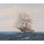 A M Bruce, sailing ship at sea, oil on canvas, signed, 51cm x 61cm, framed Good original condition