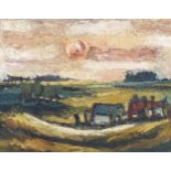 J Delanotte, impressionist sunrise, oil on board, signed, 39cm x 49cm, framed Good condition,