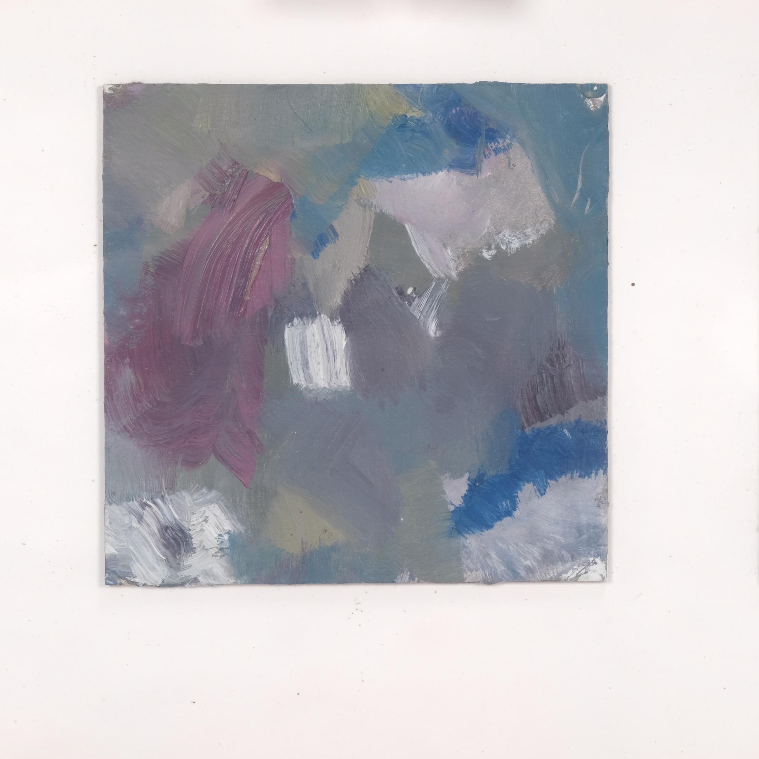 A set of 3 x 20th century abstract landscapes, oils on board, inscribed verso and dated 2009, - Image 3 of 4